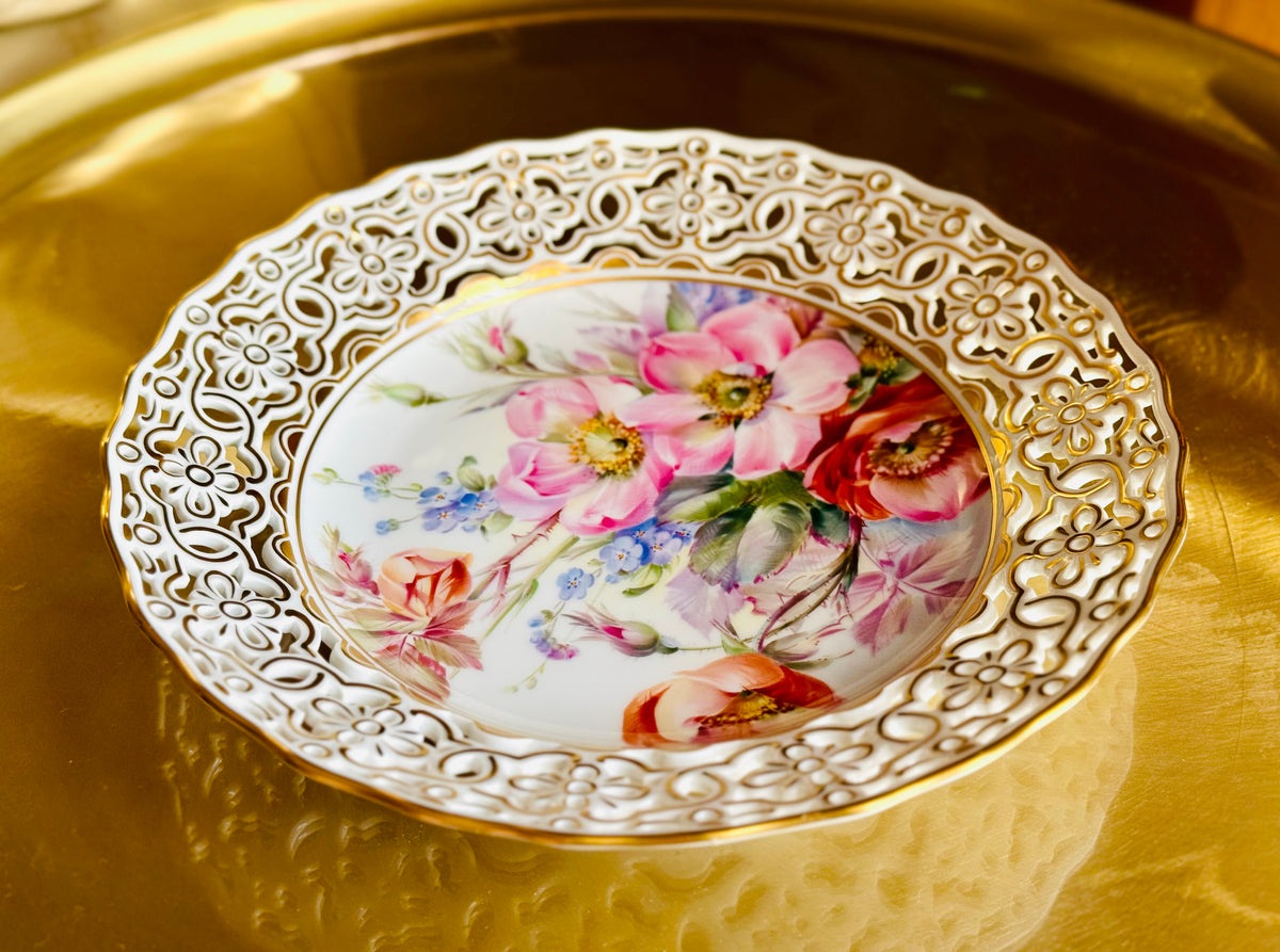 MEISSEN マイセン｜自然主義 透かし彫りオープンワーク飾り皿｜after Julius Eduard Braunsdorf｜限定50点