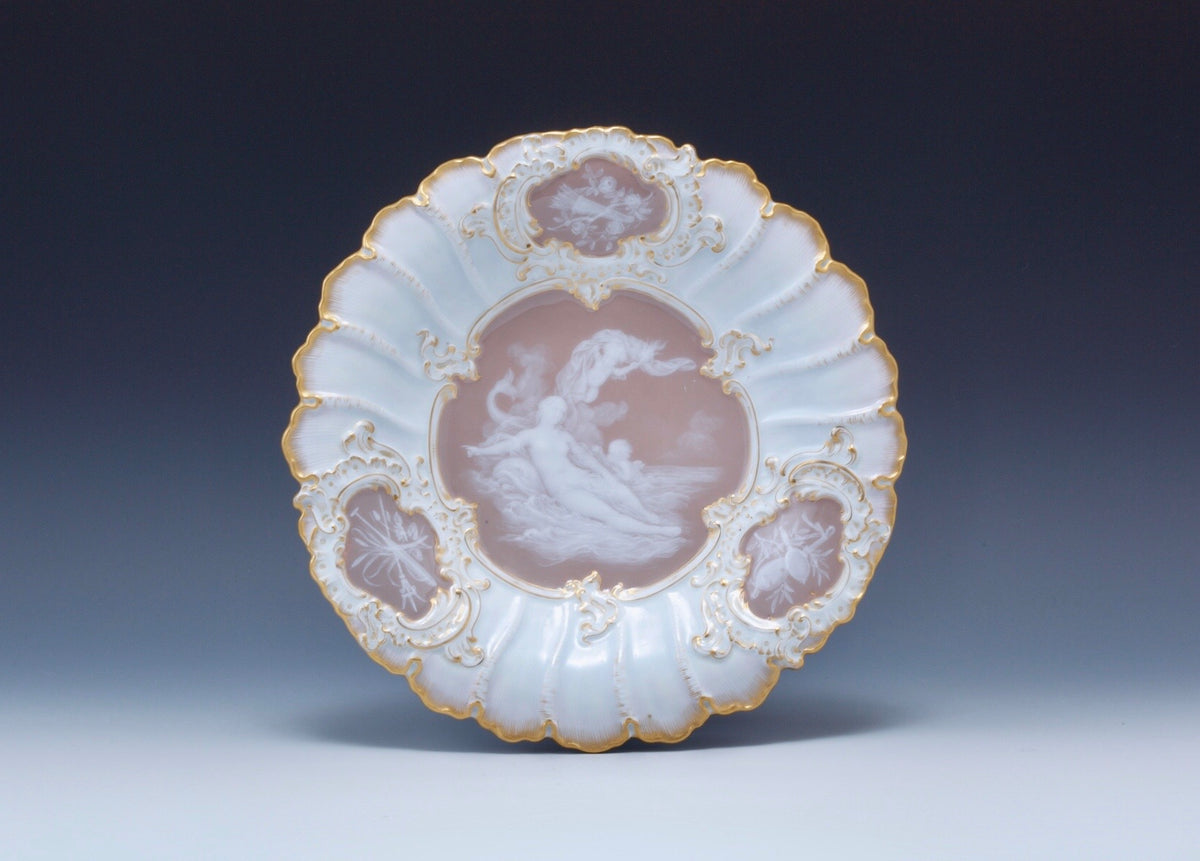 MEISSEN マイセン｜Pâte-sur-pâte「ヴィーナスと天使」装飾皿｜19世紀
