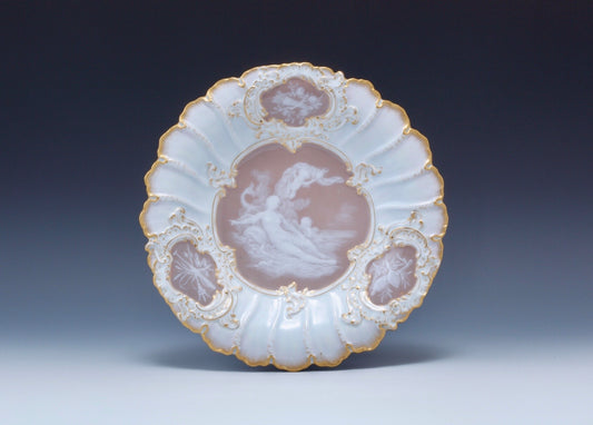 MEISSEN マイセン｜Pâte-sur-pâte「ヴィーナスと天使」装飾皿｜19世紀