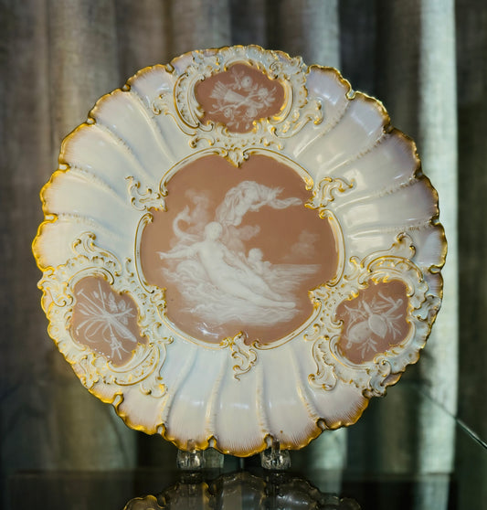 MEISSEN マイセン｜Pâte-sur-pâte「ヴィーナスと天使」装飾皿｜19世紀